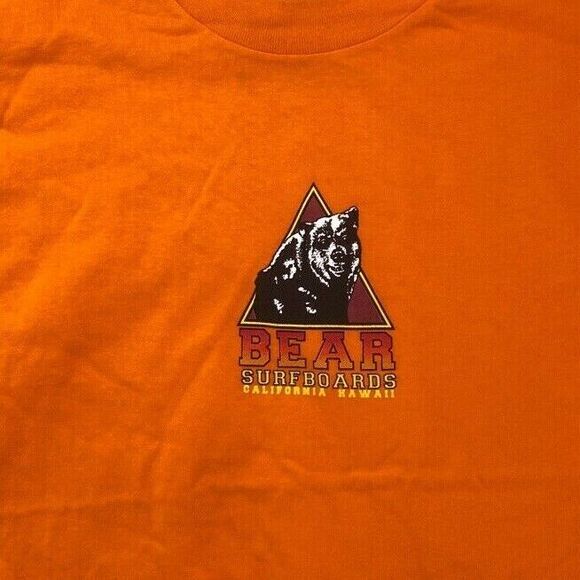 Bear Surfboards Shirt Mens Medium Orange North Shore Vintage 1990's Graphic Logo - Picture 5 of 6